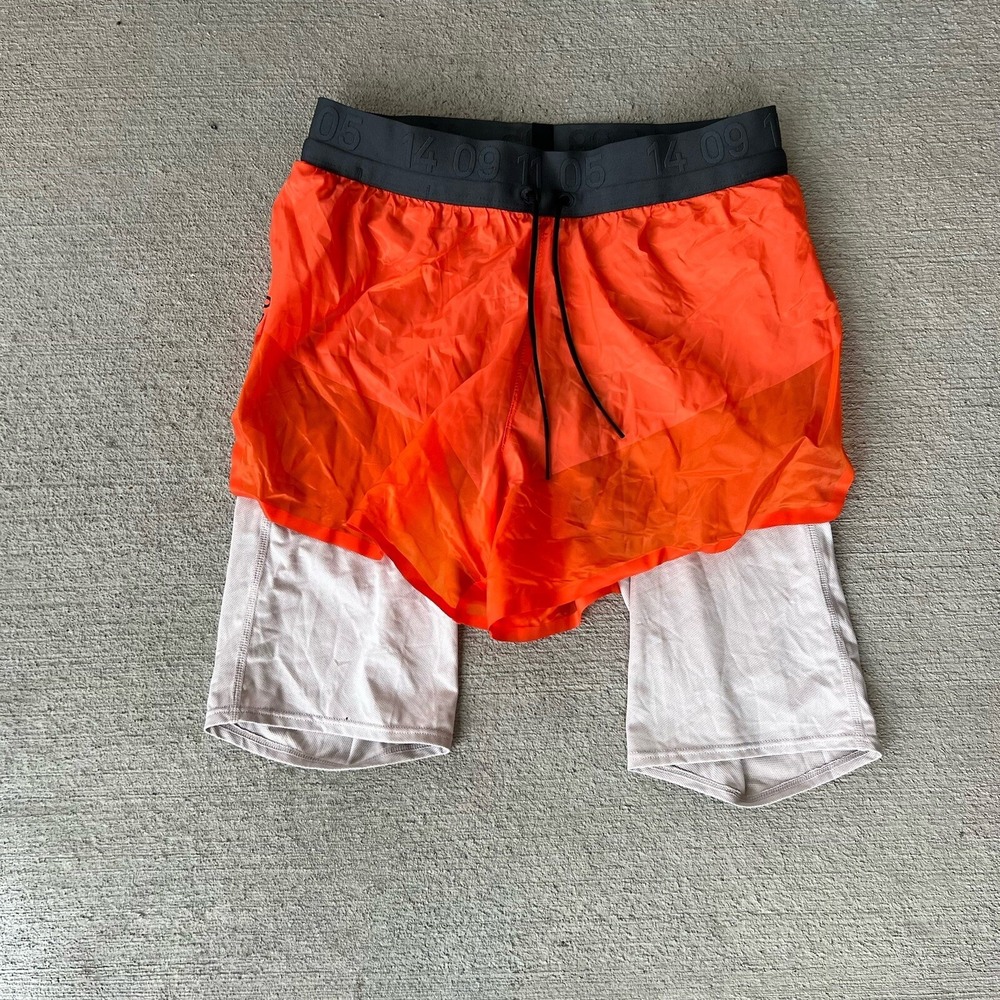 Nike Tech Pack 2-in-1 Running Shorts Mens Small Orange AQ6442-891 Lined Athletic